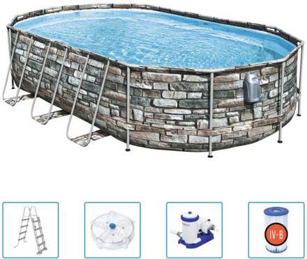 Bestway Poolset Comfort Jet Series oval 610x366x122 cm