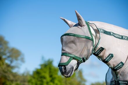 Horseware Rambo Flughuva Plus - Oatmeal/ Sage, Beige & Green (Pony)