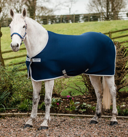 HorseWare Amigo Jersey Cooler Pony Hästtäcke - Navy/Silver (5'6 - 115 cm)