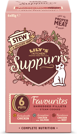 Lily's Kitchen Suppurrs Favourites x6 pots Steam Cooked