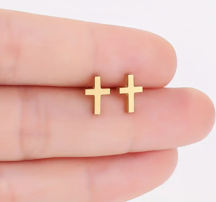 Örhängen "Tiny Cross" i 18K Guldplätering