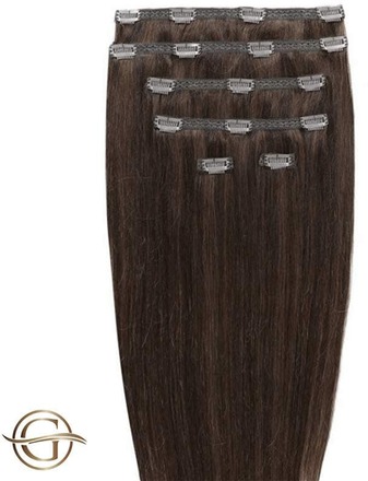 GOLD24 Clip-on Hair Extensions #4 Brun 50 cm - 7 delar