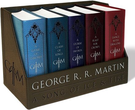 A Game of Thrones Leather-Cloth Boxed Set: A Game of Thrones, a Clash of Kings, a Storm of Swords, a Feast for Crows, and a Dance with Dragons