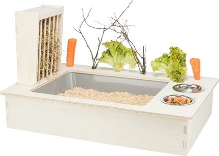 Trixie Feeding station with bowls/hay manger, wood, 70 × 41 × 47 cm