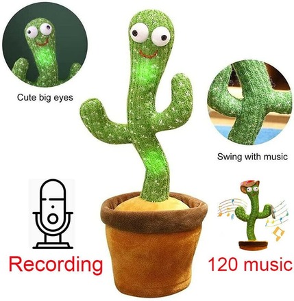 Nyuppdaterad Dansande och Sjungande kaktus LED med 120 sånger, imiterar och dansar