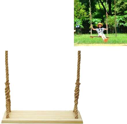 Outdoor Swing Indoor Balcony Children Adult Solid Wood Swing, Style:Hemp Rope(60x16 cm)