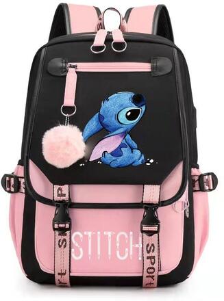 stitch ryggsäck barn ryggsäckar ryggväska med USB uttag 1st