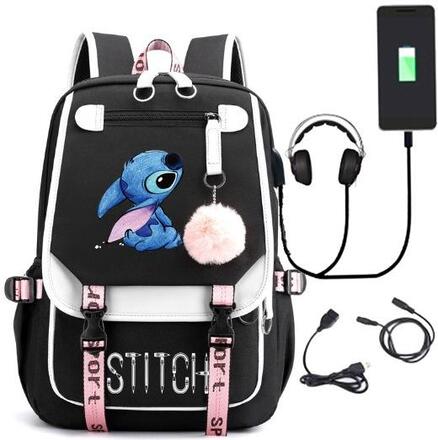 stitch ryggsäck barn ryggsäckar ryggväska med USB uttag 1st