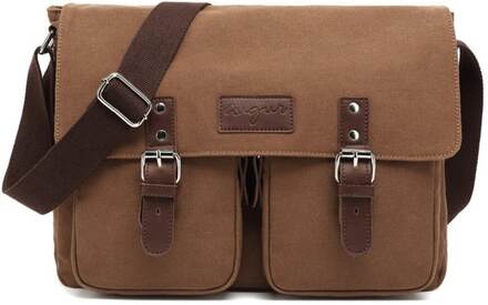 AUGUR Men Single-shoulder Crossbody Messenger Canvas Bag(Coffee)