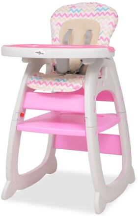 3-i-1 Konvertibel barnstol med bord rosa