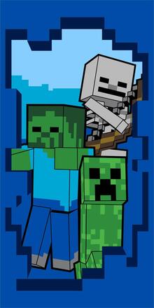 Minecraft Beware Zombie Creeper Skeleton Handduk Badlakan 70x140cm