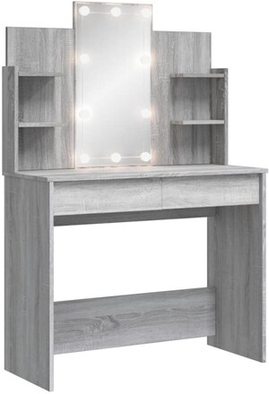 vidaXL Sminkbord med LED grå sonoma 96x40x142 cm