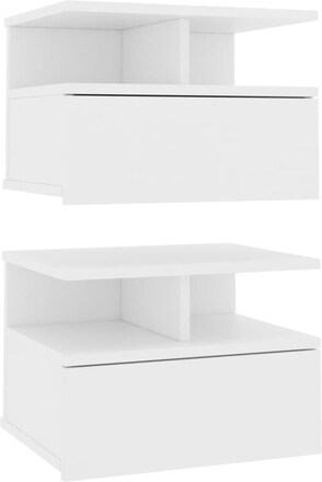 vidaXL Svävande sängbord 2 st vit 40x31x27 cm konstruerat trä