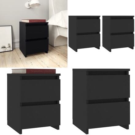 Sängbord 2 st svart 30x30x40 cm konstruerat trä - Sängbord - Säng Bord - Home & Living