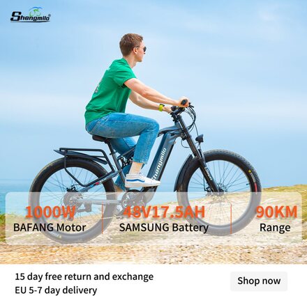 Shengmilo MX05 elcykel för vuxen 26-tums elektrisk mountainbike 17,5Ah SAMSUNG batteri elcykel maxhastighet 40km/h, BAFANG motor 1000W