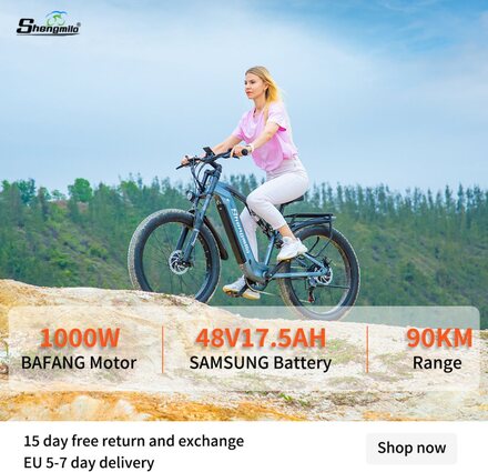 Shengmilo MX05 elcykel för vuxen, 1000W BAFANG-motor, 17,5Ah SAMSUNG-batteri, unisex elcykel mountainbike, räckvidd 50-80 km