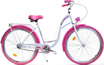 Tjejcykel 26 tums robust modell vit med rosa från Dallas Bike