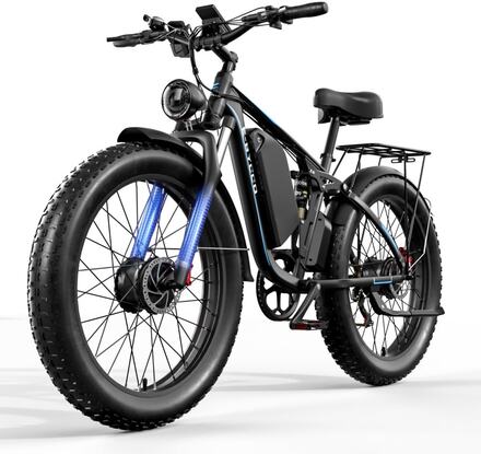 E-Bycco Elcykel för vuxna 2000W AWD, 52V 23Ah batteri, Max 50KM/H, 7-växlad Fat Tire E-Bike