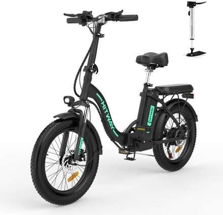 Hitway Folding Electric Bike-E-Bike Elcykel- 20" - 250W - 36V, 11,2AH litiumbatteri - LCD - Autonomi 35-90KM - Svart
