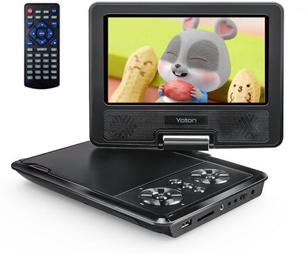 Yoton YD075 Bärbar DVD-spelare - 7,5" HD-svängbar skärm - Stereohögtalare - Svart