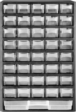 Sortimentskåp med sortimentbackar - svart/vit
