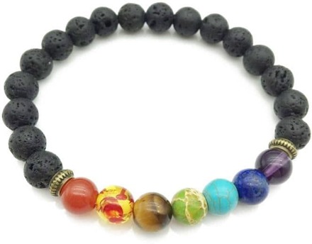 7 Chakra Healing Armband Black Lava Beads Reiki Buddha Prayer Stone Charm Armband för män och kvinnor