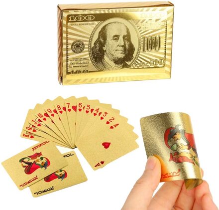 Guldpläterade Spelkort Poker Kortlek i Guld Dollar