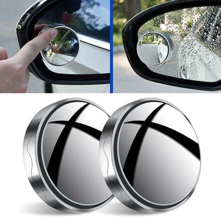 1pair Reversing Mirror Small Round Mirror HD Large View Suction Cup Blind Spot Mirror (Silver)