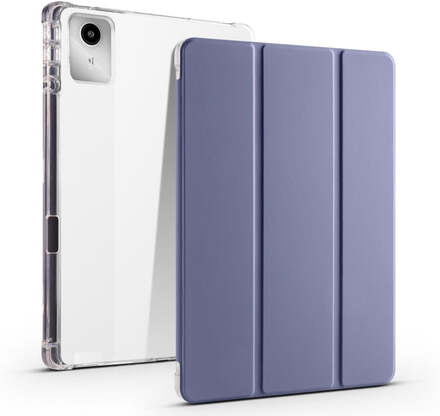 For Lenovo Tab M11 / Xiaoxin Pad 11 2024 3-fold Clear TPU Leather Tablet Case with Pen Slot(Lavender)