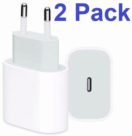2 Pack iPhone laddare för Apple USB-C strömadapter 20W PD