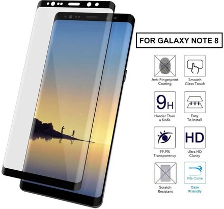 Galaxy Note 8 3D Curve HD Skärmskydd Kolfiber Härdat Glas