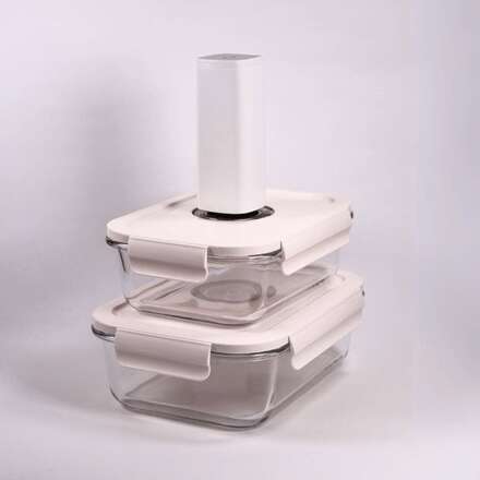 Startpaket Vakuum matförvaringssystem - Vakuumpump, 2st vakuummatlådor & 10st vakuumpåsar..