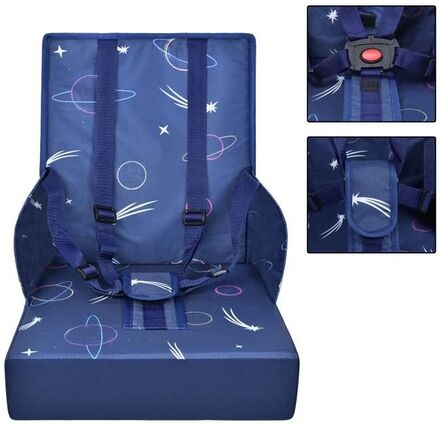 XMTECH Barnstolsdyna för barn, hopfällbar stolsdyna, bältesstol med 5-punkts säkerhetssele, blå