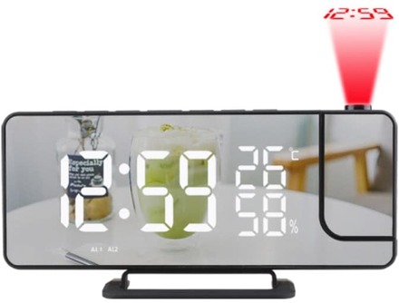 TS-9210 Digital Mirror Projection Alarm Clock With FM Radio & Temperature Humidity