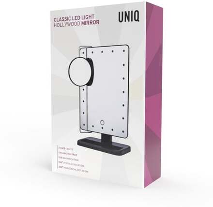 UNIQ Classic Hollywood Makeup Spegel LED-ljus - Svart
