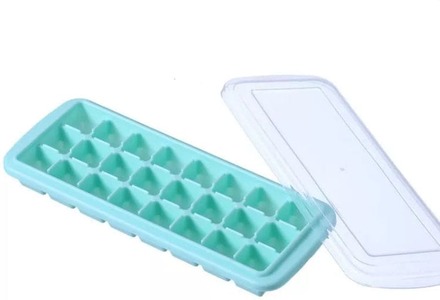 Creative 24 Grid Silicone Ice Tray Home Large Ice Cube Mold Ice Box with Lid(Mint Green)