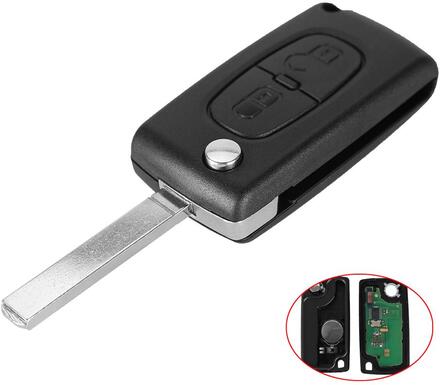 2-knapps fjärrnyckel CE0536 433MHz ID46 chip VA2 för Peugeot