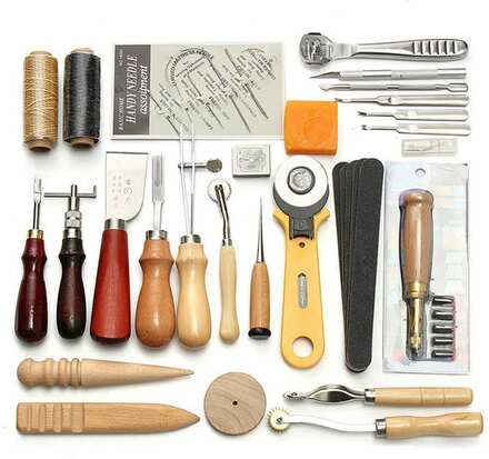 Läderverktyg Sats / Handverktyg till Läder - 37 delar