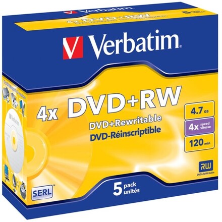 Verbatim DataLifePlus - 5 x DVD+RW - 4.7 GB 4x - CD-fodral