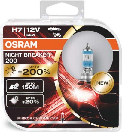 OSRAM NIGHT BREAKER 200 H7 HALOGEN Glödlampa för bil 2 st.