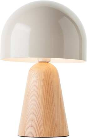 Brilliant Nalam bordslampa 31cm ljust trä/grå metall/trä sladdbrytare 1x D45, E14, 40 W, Lämplig för dropplampa (ingår ej)