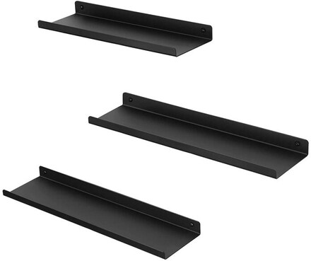 Metallväggar - Uppsättning av 3 - flytande rack - industriell stil - svart