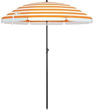 Garden Paraplu - Parasol - Beach Parasol - Ø 160 cm - Foldbar - randig orange vit