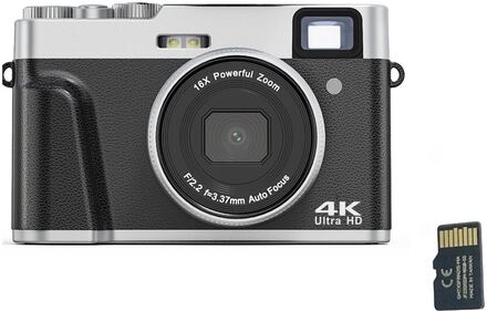 INF Digitalkamera 4K/48MP/16X Zoom/Autofokus/Sökare/Anti-Shake med 32GB kort