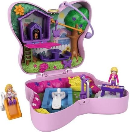 Polly Pocket - Butterfly Garden Box, med Polly och Pollys mamma, 5 överraskningar, 13 tillbehör - Mini-docka - Från 4 år