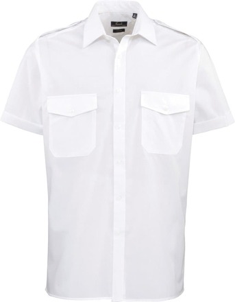 Premier Kortärmad pilot enkel arbetsskjorta med kort ärm för män