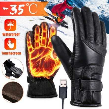 1 par USB elektriska uppvärmda handskar motorcykel läder eluppvärmning åkning varma värmehandskar