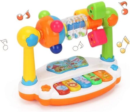 Hög kvalitet Baby Piano Leksaker Barn Roterande Musik Piano Kangentbord med Ljus Ljud, Musikal leksaker för småbarn