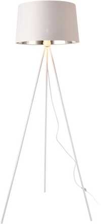[lux.pro]® Golvlampa Manchester-3 fötter-lampskärm: Ø45cm-höjd:150cm-metall-textil-vit-silver-1xE27, max.60W