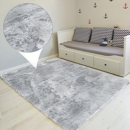 Shaggy matta vardagsrum matta lång lugg 120 x 160 cm - mattor för vardagsrum fluffig shaggy sovrum sängmatta utomhus matta grå - vit